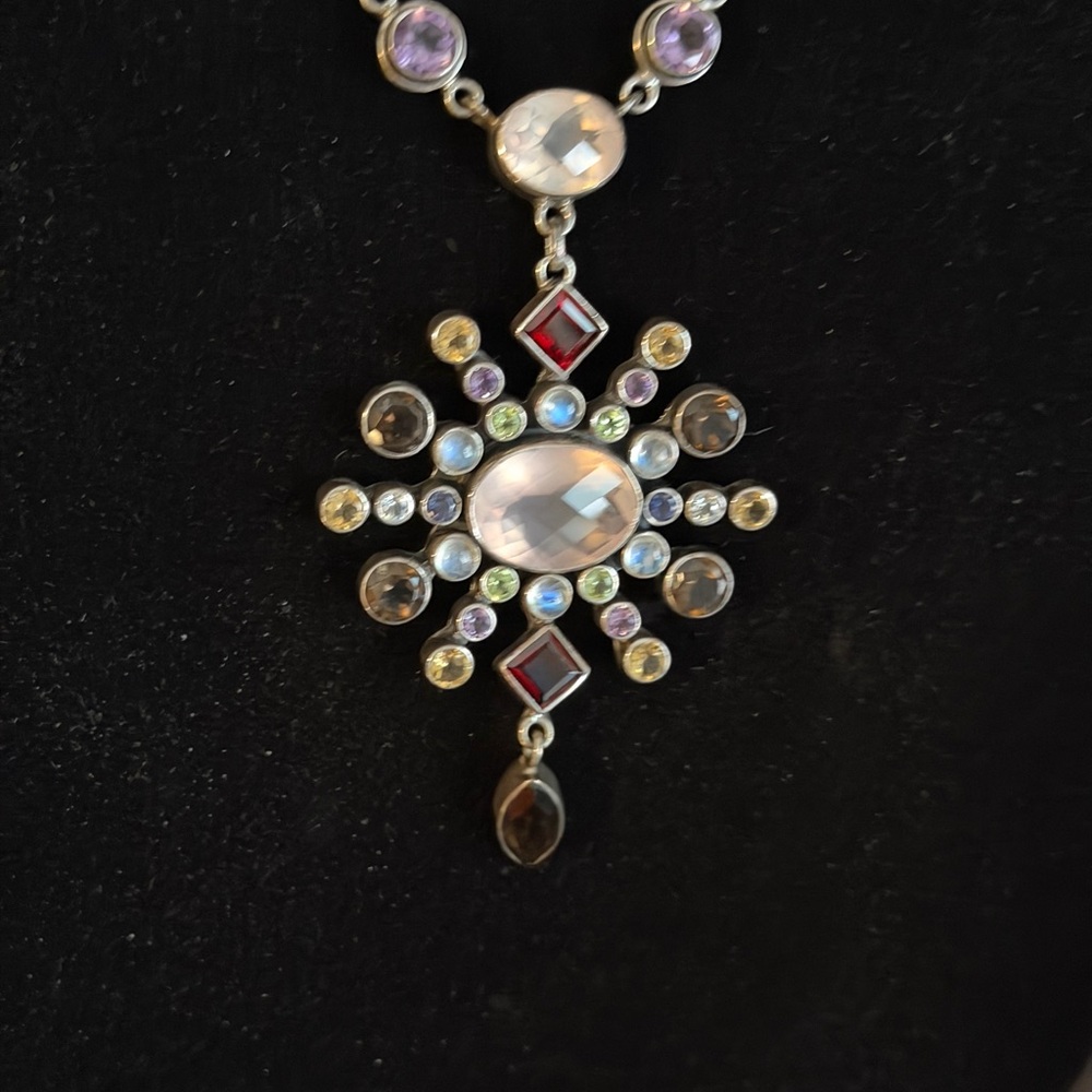 Nicky Butler Silver Necklace with Multi-Color Gemstones